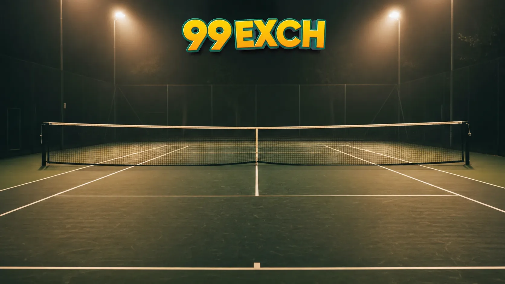 Tennis court with live score and market screen